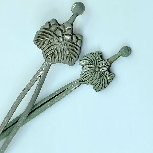 Kanzashi Antique Silver Vine Crest Hairpin Yukata Elegant matching pair GS622 - Picture 1 of 5